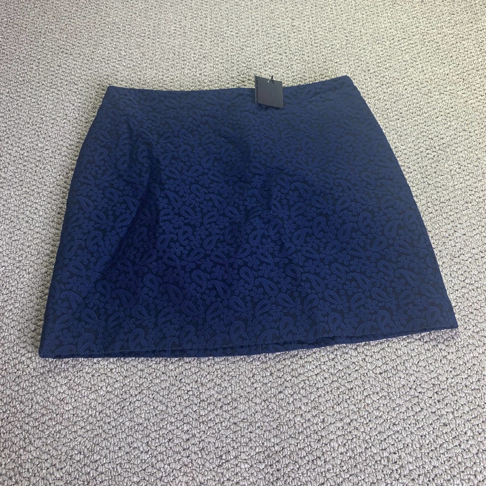 Club Monaco Womens Skirt Size 2 Blue Textured Paisley Straight Pencil Lined NWT